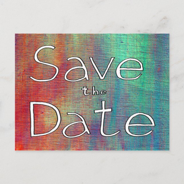 Colourful Save the Date Postcard (Customizable) (Front)