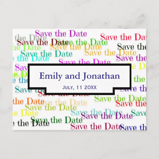 Colourful "Save the Date" with Photo - Post Card (Front)