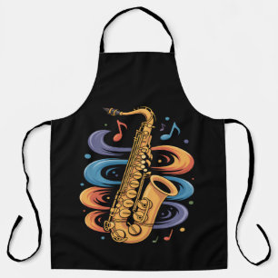Colourful Saxophone Music Flow Jazz Instrument Apron