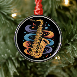 Colourful Saxophone Music Flow Jazz Instrument Metal Ornament