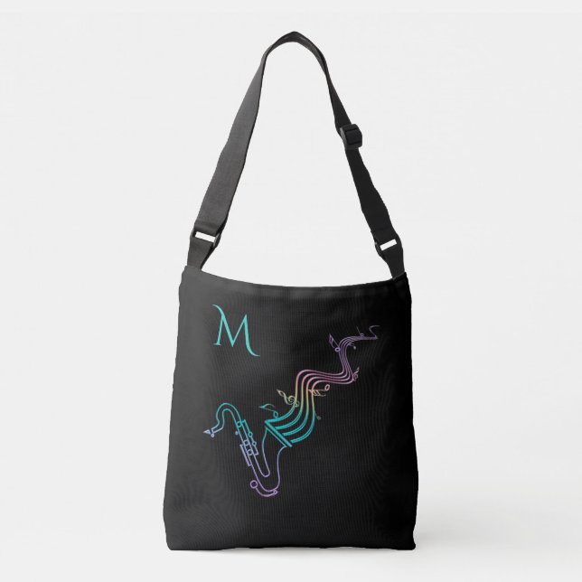 Colourful Saxophone on Customizable Colour Tote (Front)