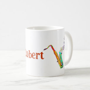 Colourful Saxophone Personalized Coffee Mug