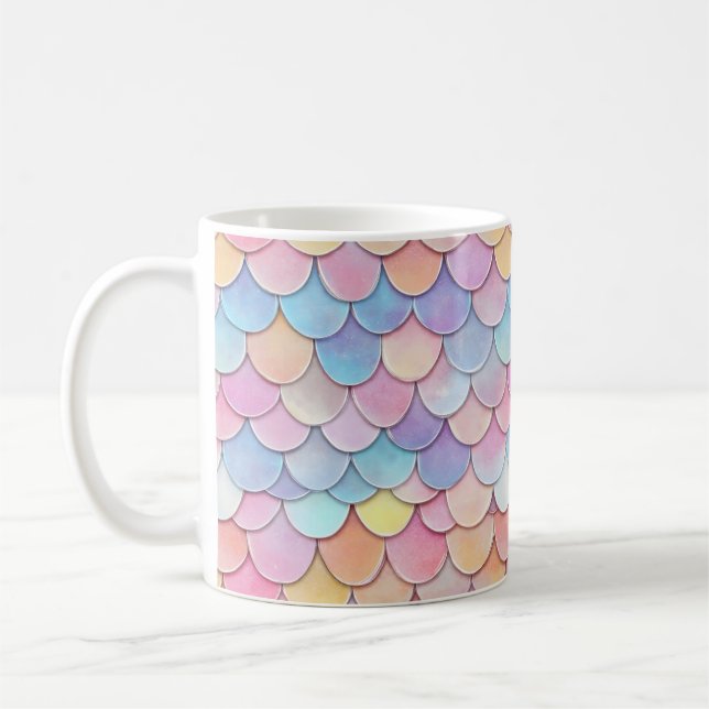 Colourful Scale Mermaid Pattern Coffee Mug (Left)