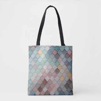 Colourful scale mosaic tote bag