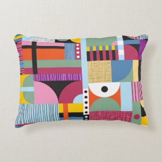 Colourful Scandinavian: Cheerful Pattern Mix. Accent Pillow