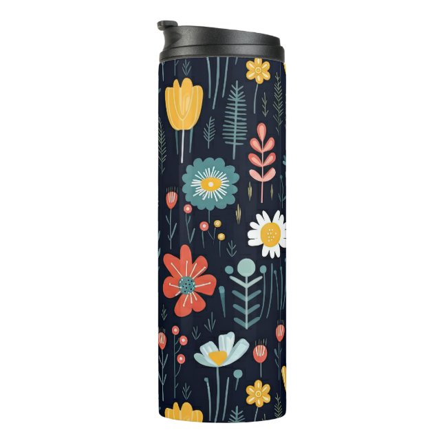 Colourful Scandinavian Folk Art Floral Thermal Tumbler (Rotated Right)