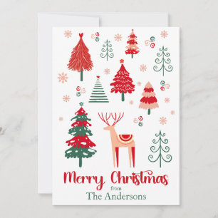 Colourful Scandinavian Scenery Festive Christmas Holiday Card