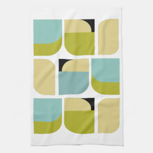 Colourful Scandinavian Turquoise Yellow Geometric Kitchen Towel