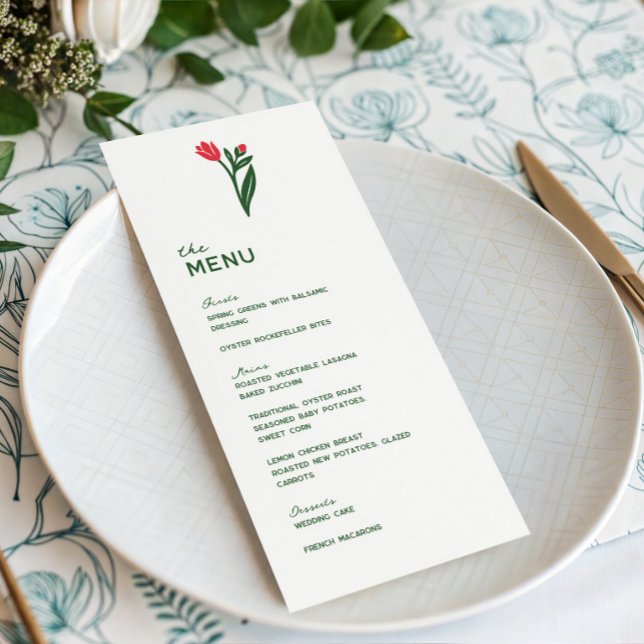 Colourful Scandinavian Wildflower Wedding Dinner Menu (Creator Uploaded)