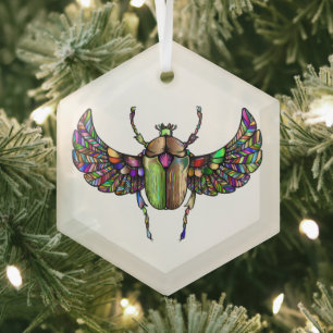 Colourful scarab glass ornament