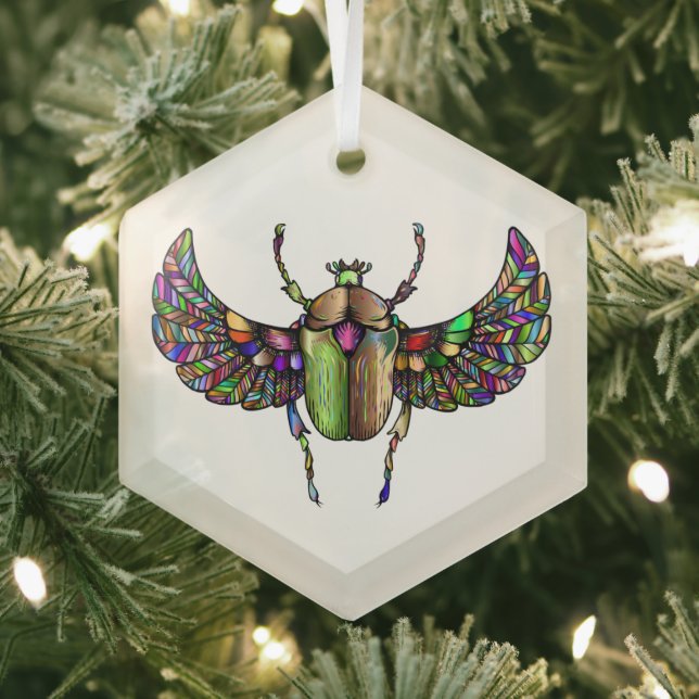 Colourful scarab glass ornament (Insitu)