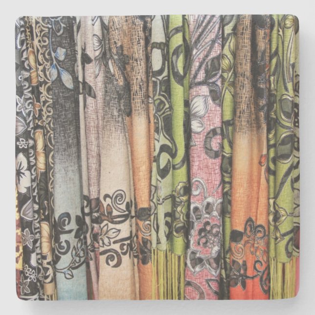 Colourful Scarve Texture From Israel Square Coaste Stone Coaster (Front)