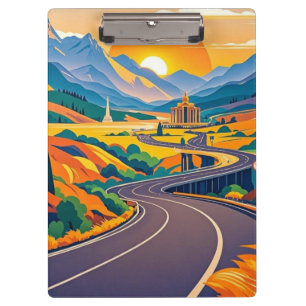 Colourful Scenic travel adventures on winding road Clipboard