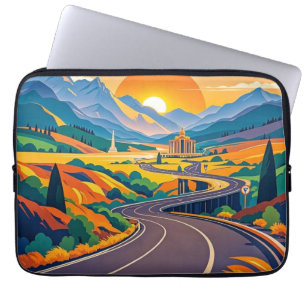 Colourful Scenic travel adventures on winding road Laptop Sleeve