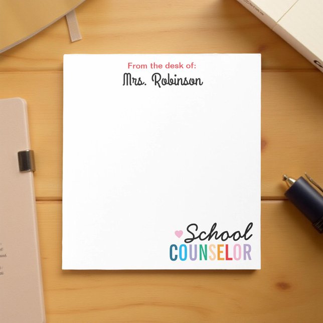 Colourful School Counsellor Personalized Teacher Notepad (Creator Uploaded)