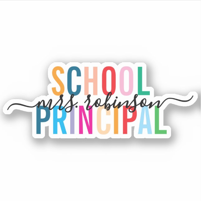 Colourful School Principal Personalized Script Nam (Front)