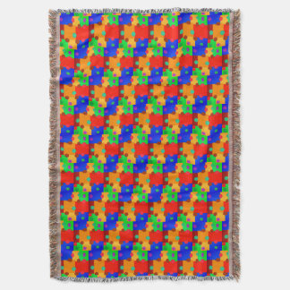 Colourful School Puzzle Throw Blanket