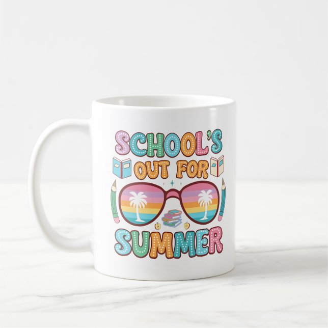 Colourful “School’s Out” Sunset Design Coffee Mug (Left)