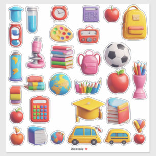 Colourful School Supplies Sticker Set For Students