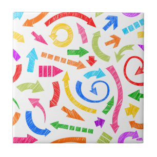 Colourful scribbled arrows tile