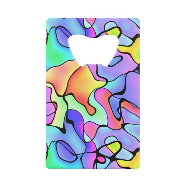Colourful Scribbles Abstract Credit Card Bottle Opener (Front)