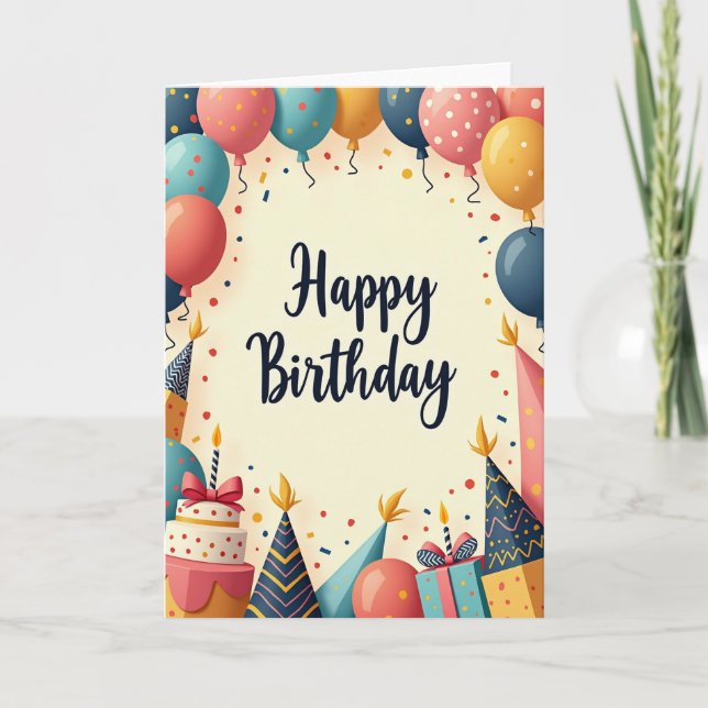 Colourful Script Birthday Card (Front)