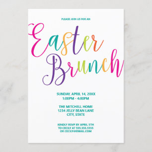 Colourful Script Typography Easter Brunch Invitation