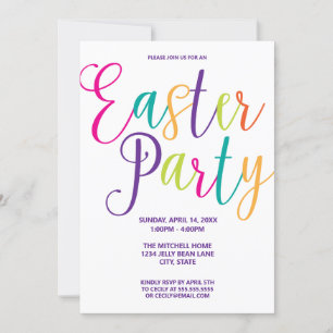 Colourful Script Typography Easter Party Invitation