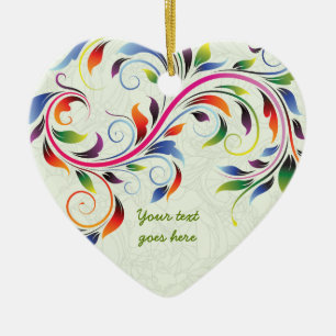 Colourful scroll leaf, lime floral retro ornament