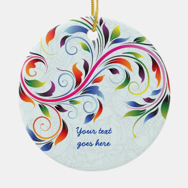 Colourful scroll leaf, pale blue floral ornament (Front)