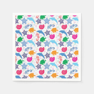 Colourful Sea Animals Illustration Pattern Napkin