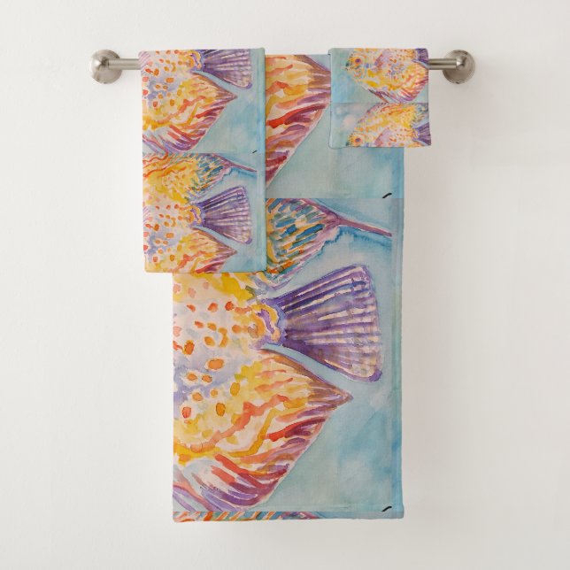Colourful Sea Fish Ocean Beach Sea Shower Bath Towel Set (Insitu)