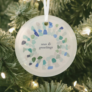 Colourful Sea Glass Christmas Wreath Ornament