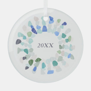 Colourful Sea Glass Christmas Wreath Year Ornament