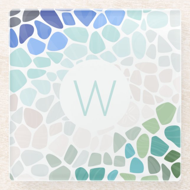 Colourful Sea Glass  Glass Coaster (Front)