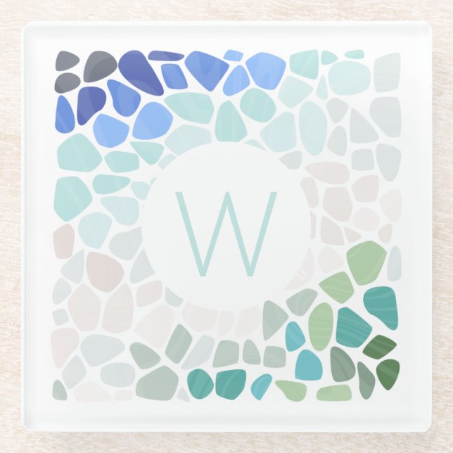 Colourful Sea Glass  Glass Coaster (Front)