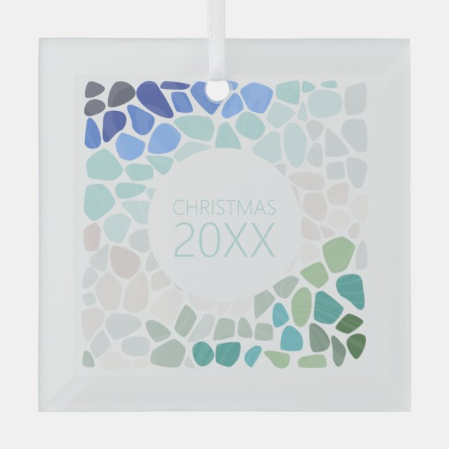 Colourful Sea Glass Keepsake Glass Ornament (Front)