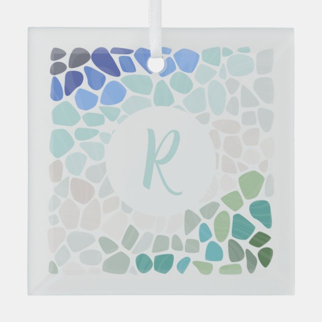 Colourful Sea Glass Keepsake Glass Ornament (Front)