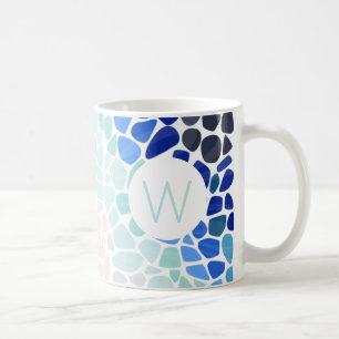 Colourful Sea Glass With Initial Mug