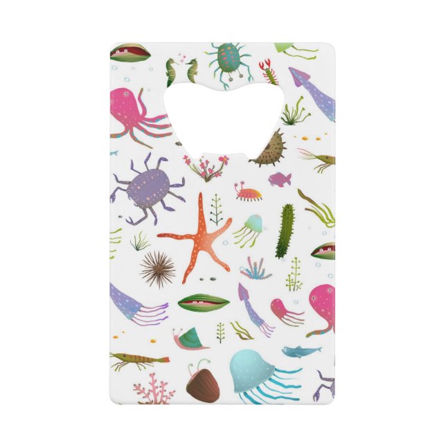 Colourful Sea Life Credit Card Bottle Opener (Front)