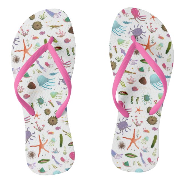Colourful Sea Life Flip Flops (Footbed)