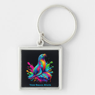 Colourful Sea Lion Splash Keychain