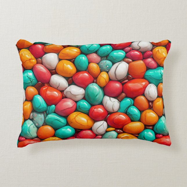 Colourful Sea pebbles Accent Pillow (Front)