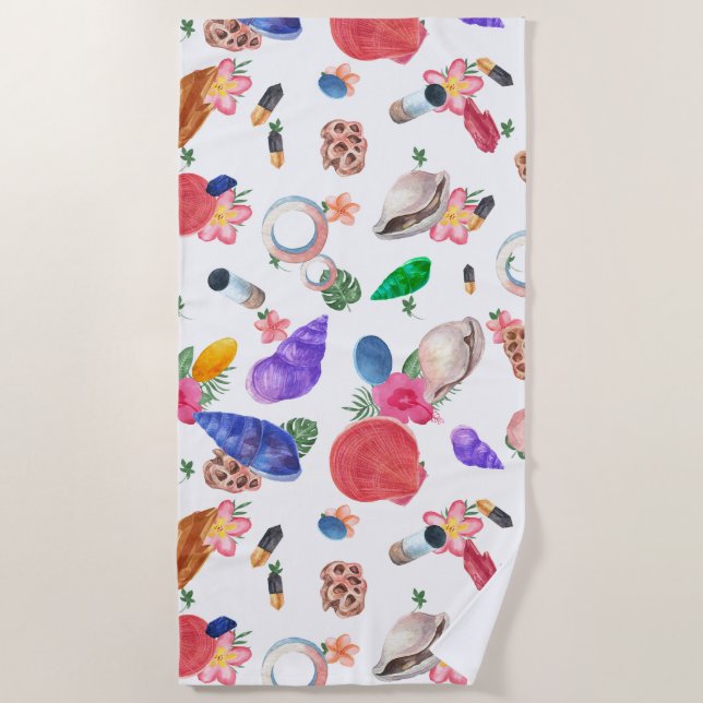 Colourful Sea shells Beach Towel (Front)