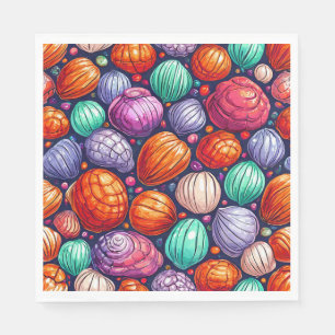 Colourful sea shells napkin