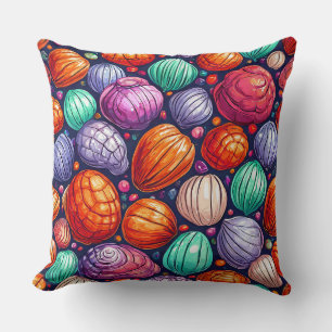 Colourful sea shells throw pillow