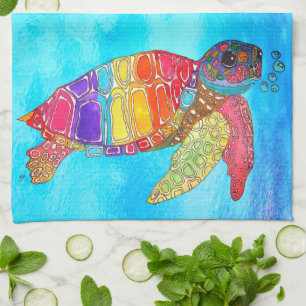 Colourful Sea Turtle 1/2 Fold Kitchen Towels