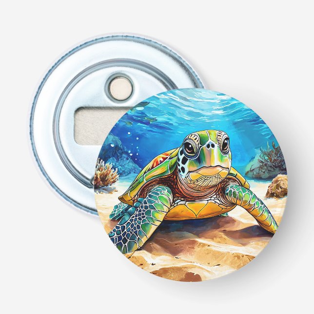 Colourful Sea Turtle Bottle Opener (Front)