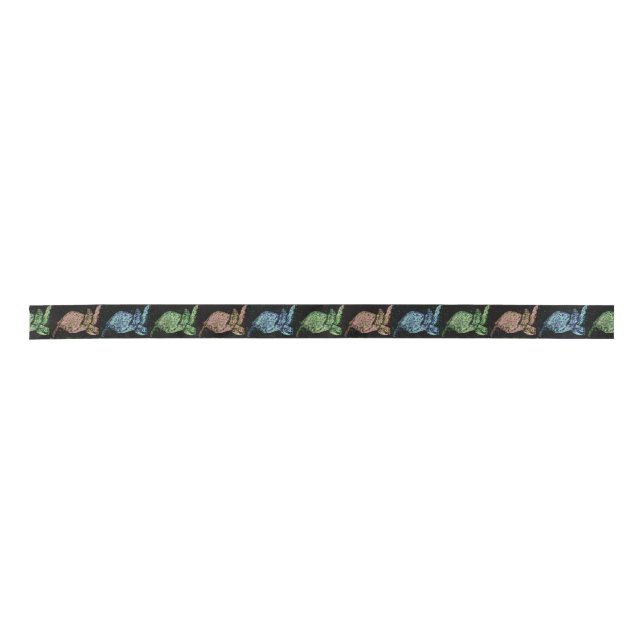 Colourful Sea Turtle Patterned Satin Ribbon (Front)