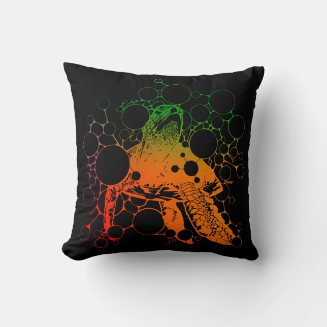 Colourful Sea Turtle Throw Pillow (Front)